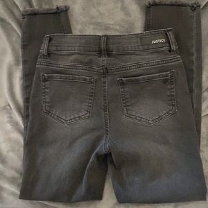 Justice girls size 12, 5 pocket 4 bottom up fly distressed jegging faded black